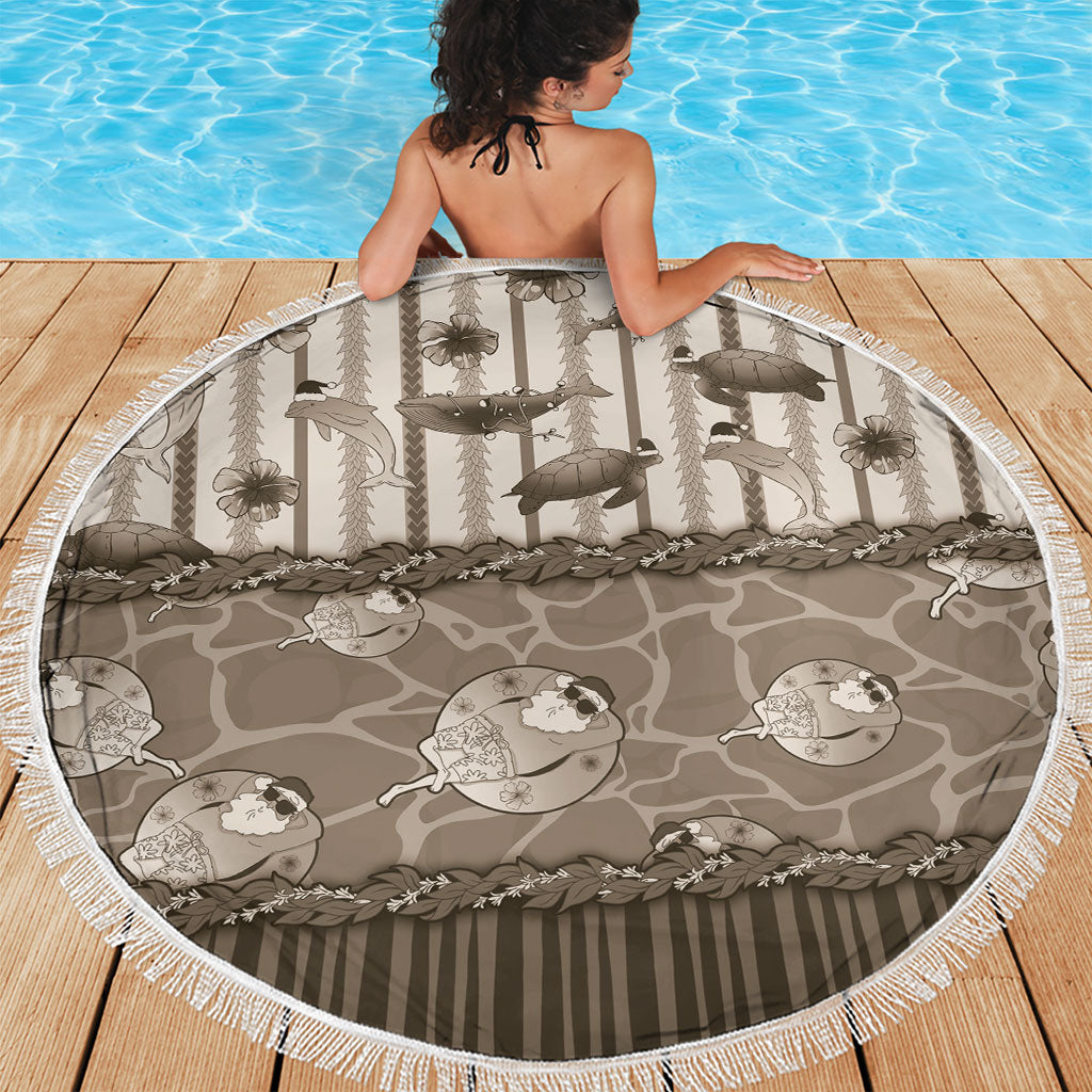 Hawaii Christmas In July Beach Blanket Beige Mele Kalikimaka Sea Animals DT05 - Polynesian Pride