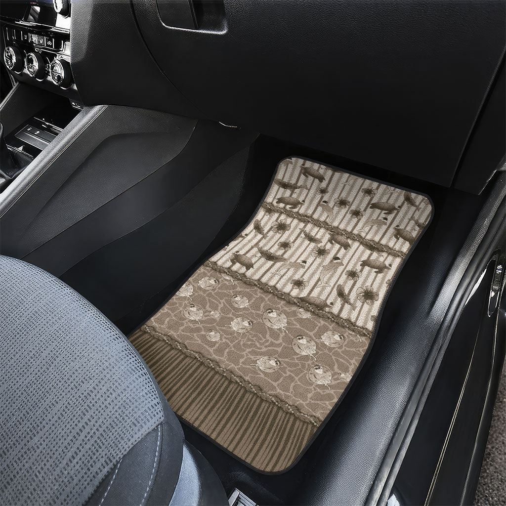 Hawaii Christmas In July Car Mats Beige Mele Kalikimaka Sea Animals