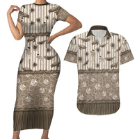 Hawaii Christmas In July Couples Matching Short Sleeve Bodycon Dress and Hawaiian Shirt Beige Mele Kalikimaka Sea Animals DT05 Beige - Polynesian Pride
