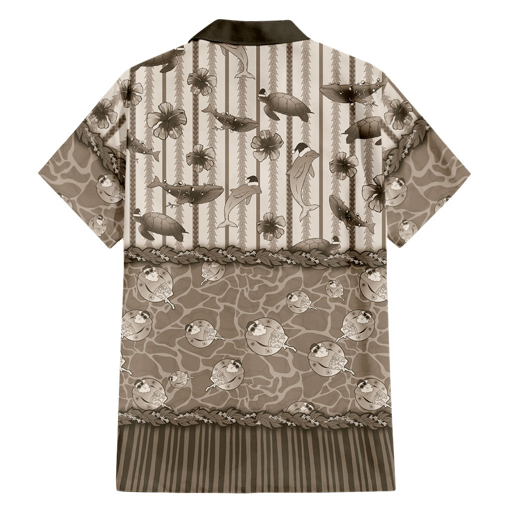 Hawaii Christmas In July Family Matching Mermaid Dress and Hawaiian Shirt Beige Mele Kalikimaka Sea Animals DT05 - Polynesian Pride