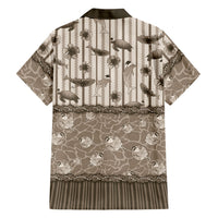 Hawaii Christmas In July Family Matching Off Shoulder Maxi Dress and Hawaiian Shirt Beige Mele Kalikimaka Sea Animals DT05 - Polynesian Pride