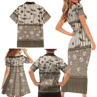 Hawaii Christmas In July Family Matching Short Sleeve Bodycon Dress and Hawaiian Shirt Beige Mele Kalikimaka Sea Animals DT05 - Polynesian Pride