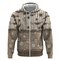 Hawaii Christmas In July Hoodie Beige Mele Kalikimaka Sea Animals DT05 Zip Hoodie Beige - Polynesian Pride