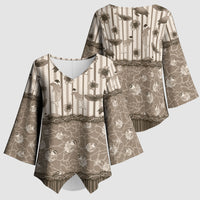 Hawaii Christmas In July Kimono Sleeve Blouse Beige Mele Kalikimaka Sea Animals DT05 - Polynesian Pride