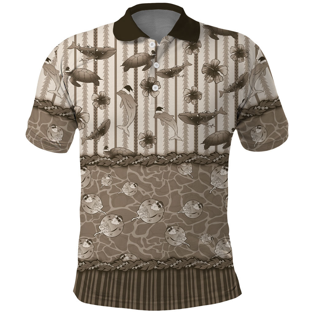 Hawaii Christmas In July Polo Shirt Beige Mele Kalikimaka Sea Animals DT05 Beige - Polynesian Pride