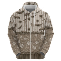 Hawaii Christmas In July Zip Hoodie Beige Mele Kalikimaka Sea Animals DT05 - Polynesian Pride