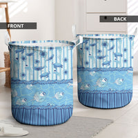 Hawaii Christmas In July Laundry Basket Sky Blue Mele Kalikimaka Sea Animals