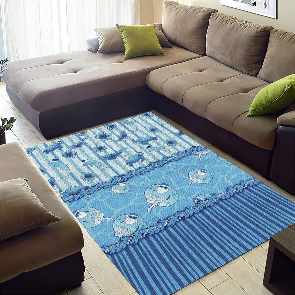Hawaii Christmas In July Area Rug Sky Blue Mele Kalikimaka Sea Animals
