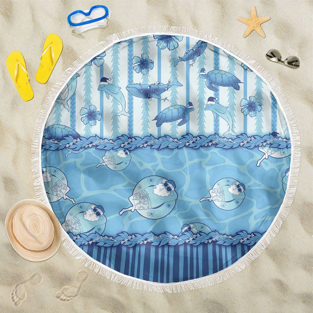Hawaii Christmas In July Beach Blanket Sky Blue Mele Kalikimaka Sea Animals