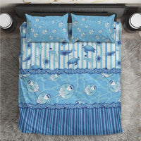 Hawaii Christmas In July Bedding Set Sky Blue Mele Kalikimaka Sea Animals