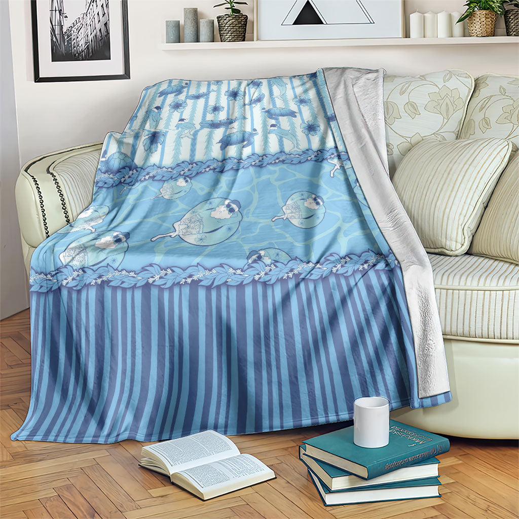 Hawaii Christmas In July Blanket Sky Blue Mele Kalikimaka Sea Animals