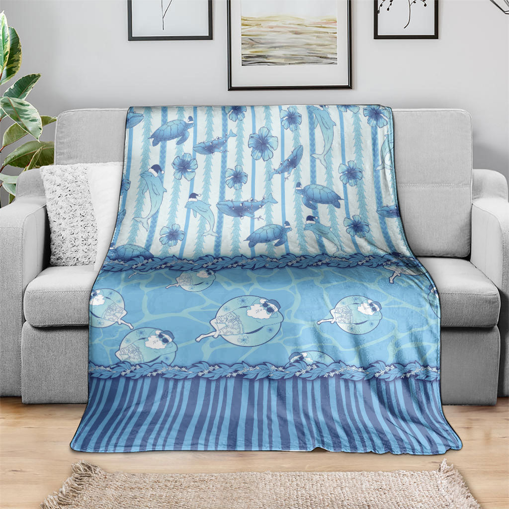 Hawaii Christmas In July Blanket Sky Blue Mele Kalikimaka Sea Animals