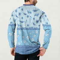 Hawaii Christmas In July Button Sweatshirt Sky Blue Mele Kalikimaka Sea Animals