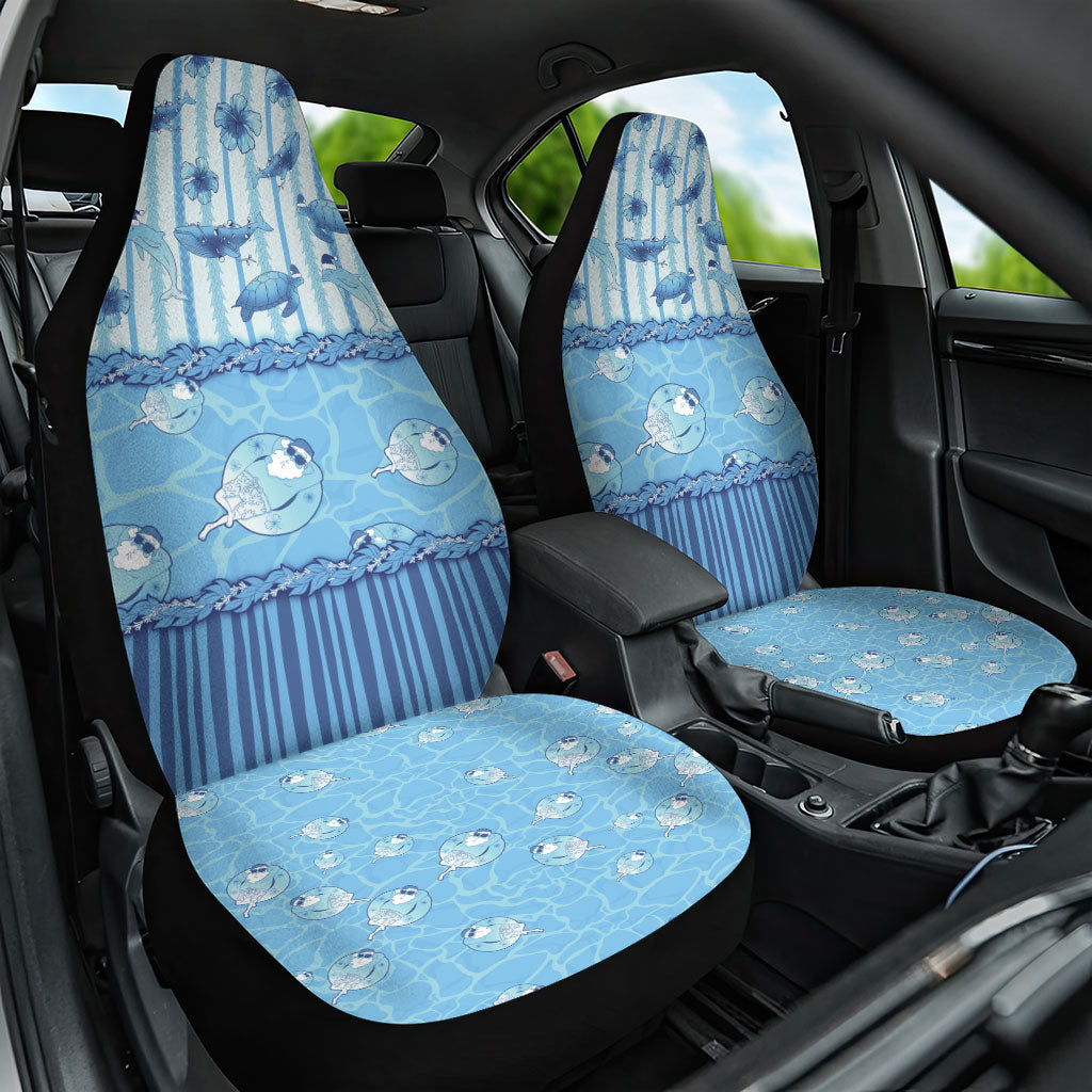 Hawaii Christmas In July Car Seat Cover Sky Blue Mele Kalikimaka Sea Animals DT05 One Size Blue - Polynesian Pride