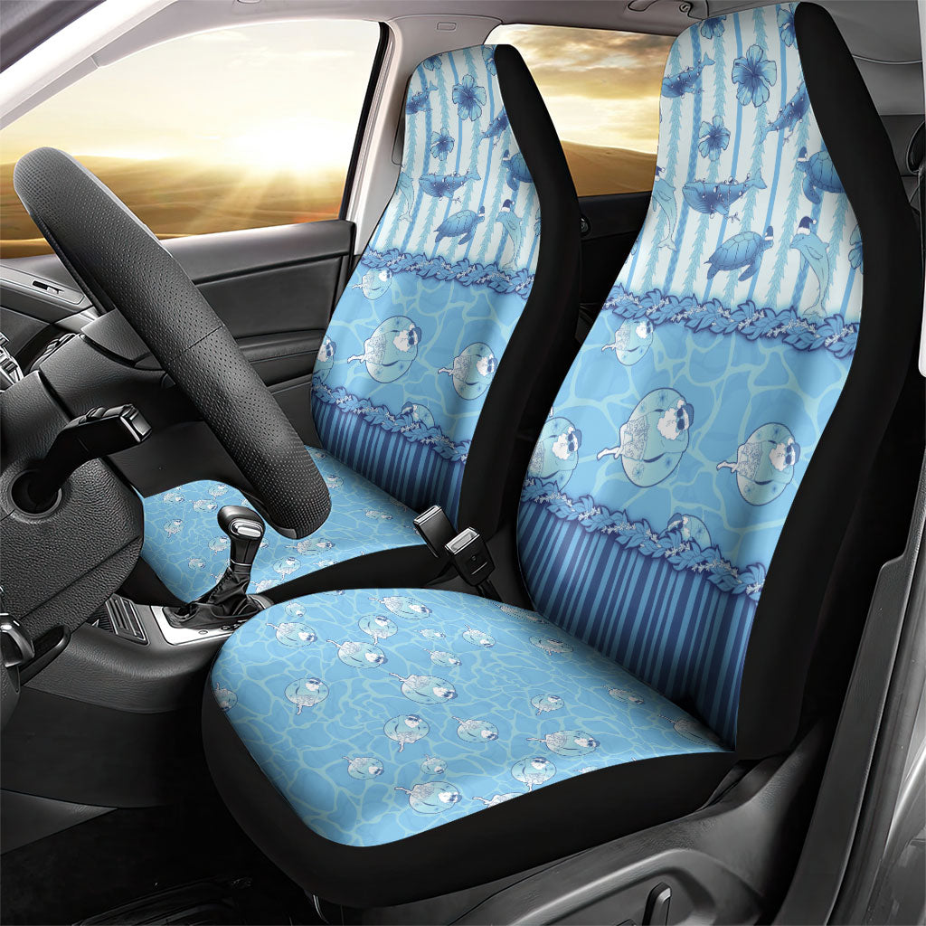 Hawaii Christmas In July Car Seat Cover Sky Blue Mele Kalikimaka Sea Animals DT05 - Polynesian Pride