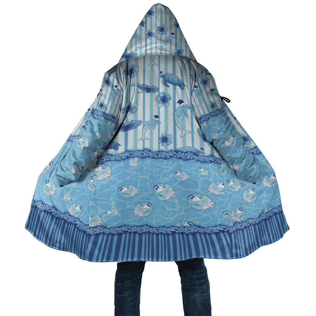 Hawaii Christmas In July Cloak Sky Blue Mele Kalikimaka Sea Animals