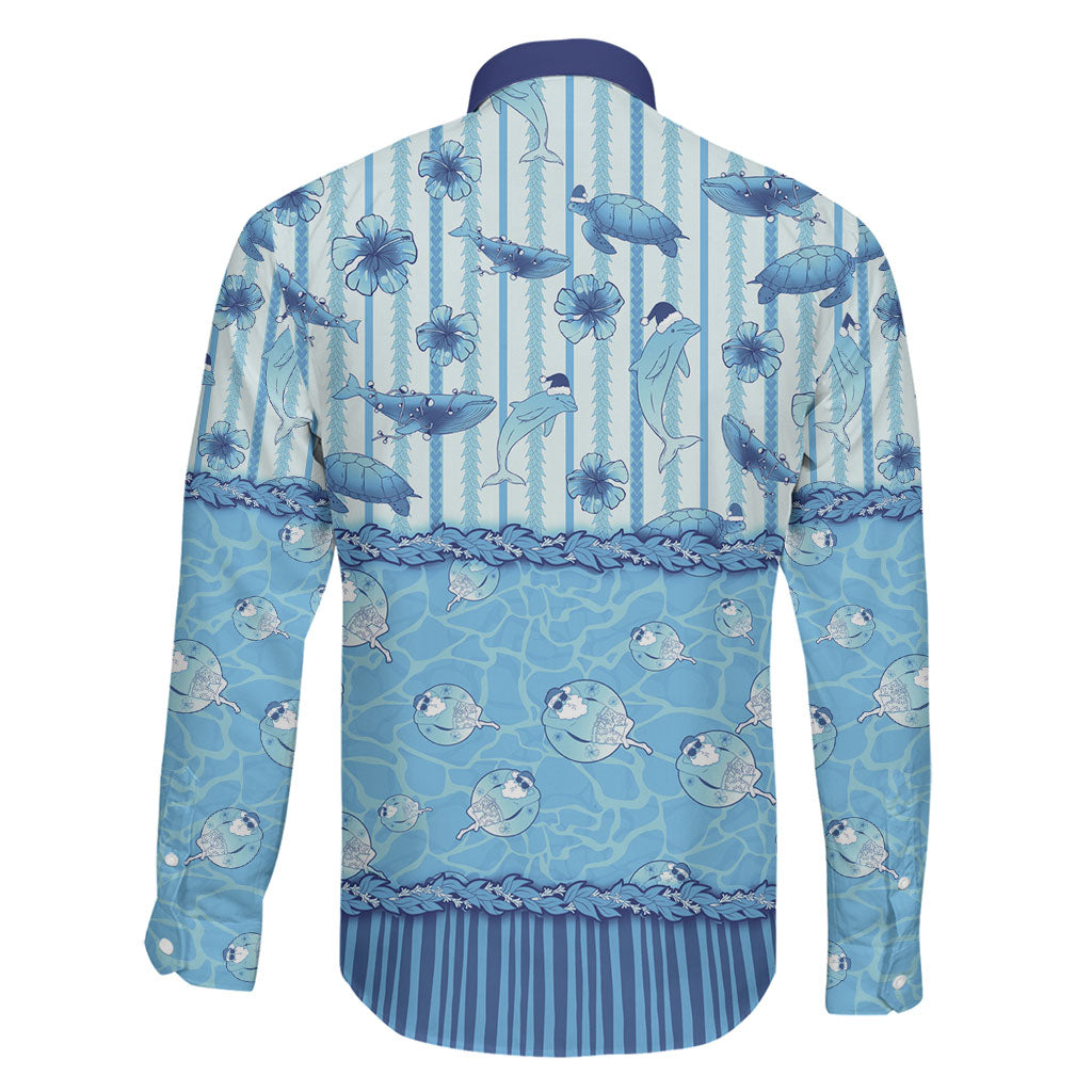 Hawaii Christmas In July Family Matching Puletasi and Hawaiian Shirt Sky Blue Mele Kalikimaka Sea Animals DT05 - Polynesian Pride
