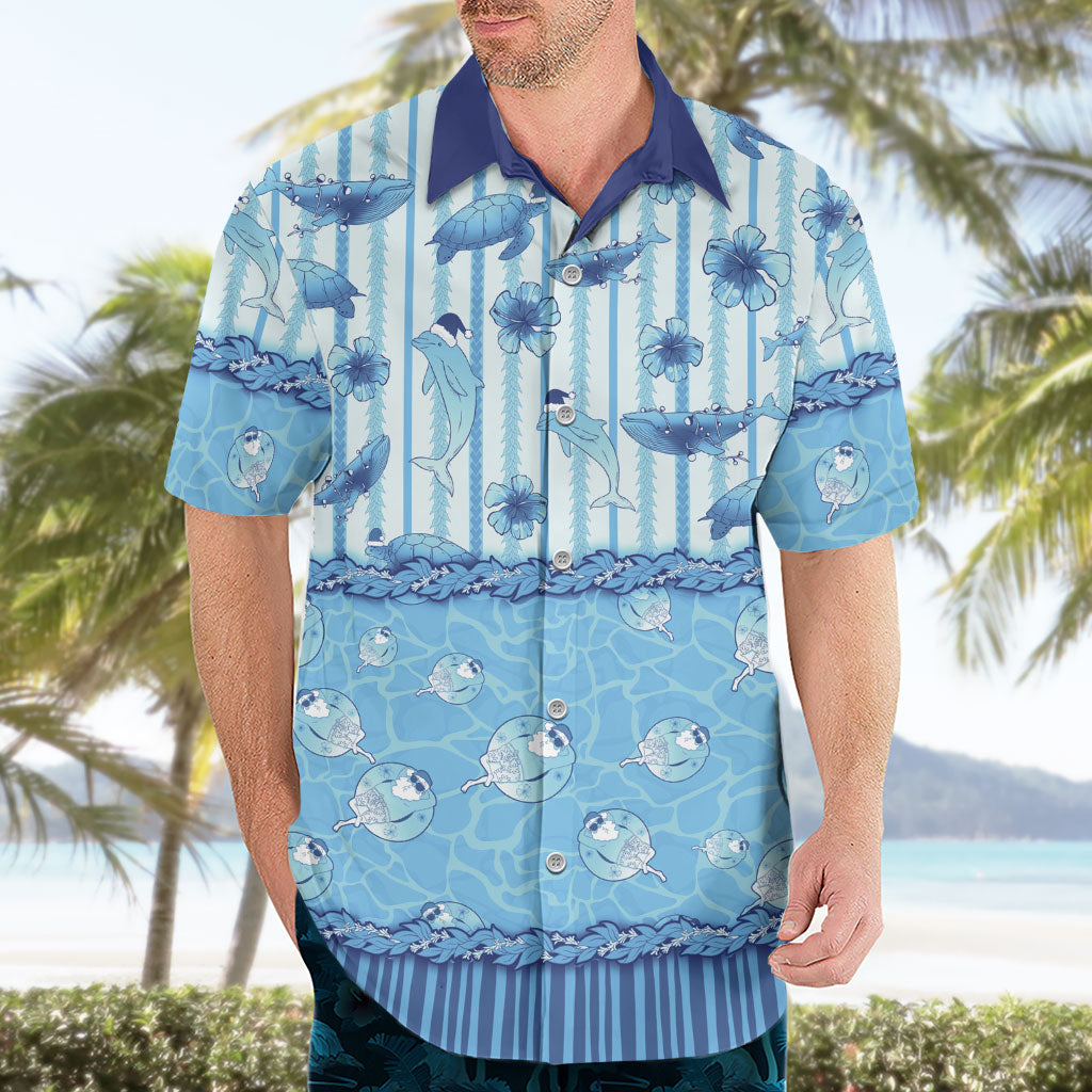 Hawaii Christmas In July Hawaiian Shirt Sky Blue Mele Kalikimaka Sea Animals DT05 - Polynesian Pride