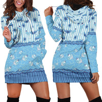 Hawaii Christmas In July Hoodie Dress Sky Blue Mele Kalikimaka Sea Animals DT05 - Polynesian Pride