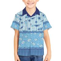 Hawaii Christmas In July Kid Hawaiian Shirt Sky Blue Mele Kalikimaka Sea Animals DT05 Kid Blue - Polynesian Pride