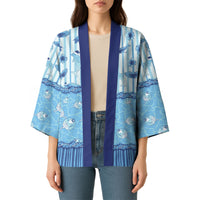 Hawaii Christmas In July Kimono Sky Blue Mele Kalikimaka Sea Animals