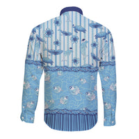 Hawaii Christmas In July Long Sleeve Button Shirt Sky Blue Mele Kalikimaka Sea Animals