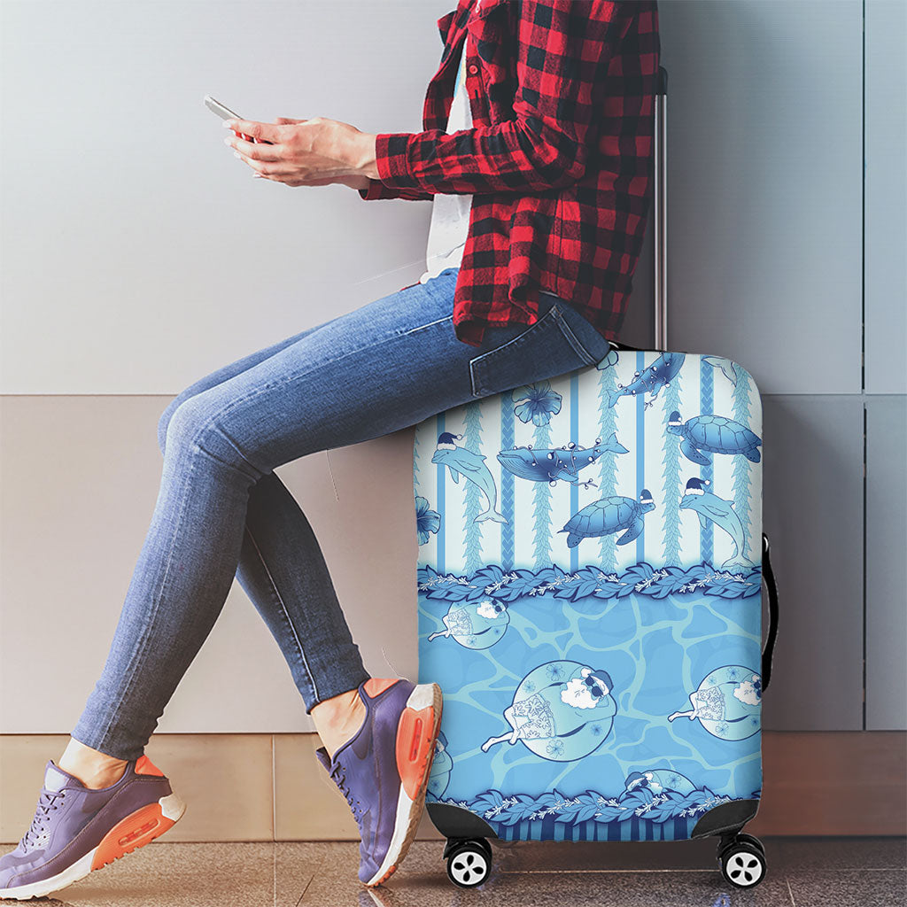 Hawaii Christmas In July Luggage Cover Sky Blue Mele Kalikimaka Sea Animals DT05 - Polynesian Pride
