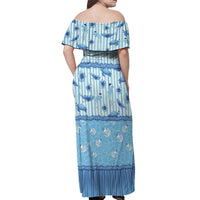 Hawaii Christmas In July Off Shoulder Maxi Dress Sky Blue Mele Kalikimaka Sea Animals DT05 - Polynesian Pride