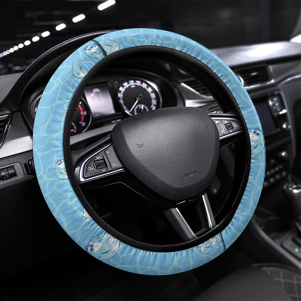 Hawaii Christmas In July Steering Wheel Cover Sky Blue Mele Kalikimaka Sea Animals