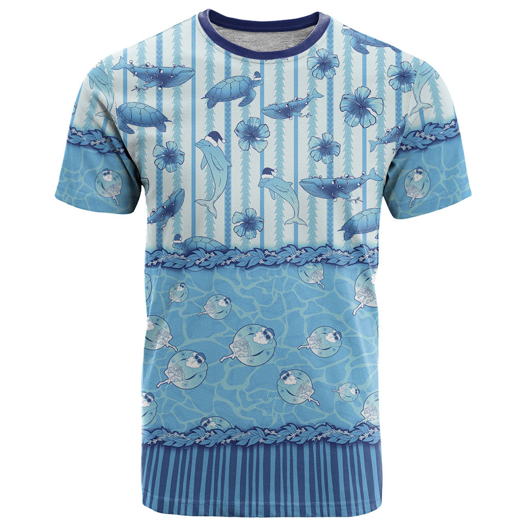 Hawaii Christmas In July T Shirt Sky Blue Mele Kalikimaka Sea Animals