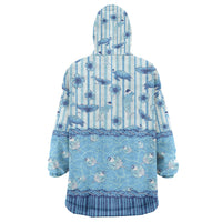 Hawaii Christmas In July Wearable Blanket Hoodie Sky Blue Mele Kalikimaka Sea Animals DT05 - Polynesian Pride