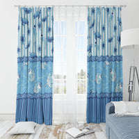 Hawaii Christmas In July Window Curtain Sky Blue Mele Kalikimaka Sea Animals