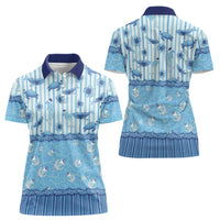 Hawaii Christmas In July Women Polo Shirt Sky Blue Mele Kalikimaka Sea Animals DT05 - Polynesian Pride