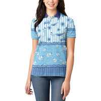 Hawaii Christmas In July Women Polo Shirt Sky Blue Mele Kalikimaka Sea Animals DT05 - Polynesian Pride