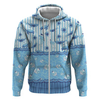 Hawaii Christmas In July Zip Hoodie Sky Blue Mele Kalikimaka Sea Animals DT05 Zip Hoodie Blue - Polynesian Pride
