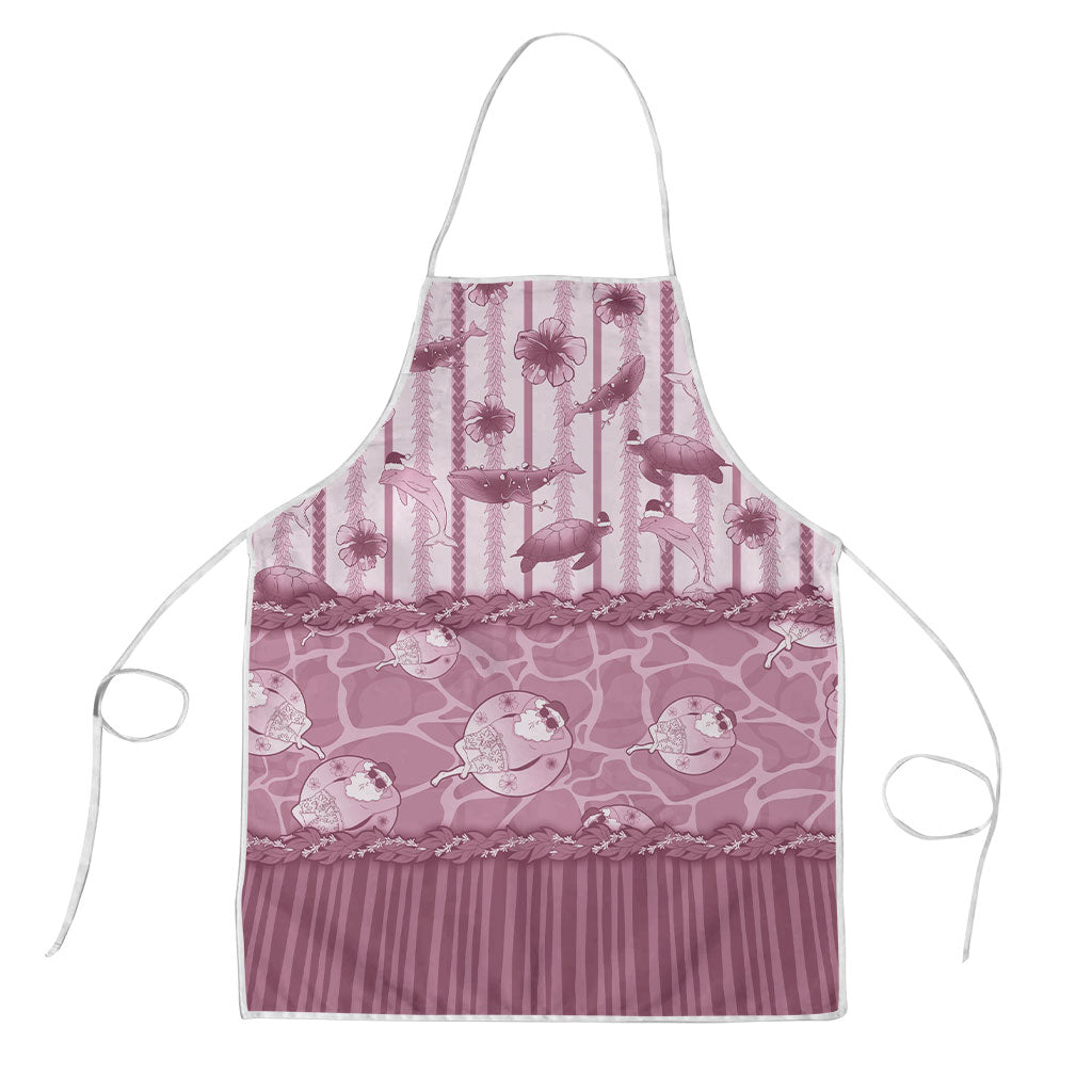 Hawaii Christmas In July Apron Dusty Pink Mele Kalikimaka Sea Animals