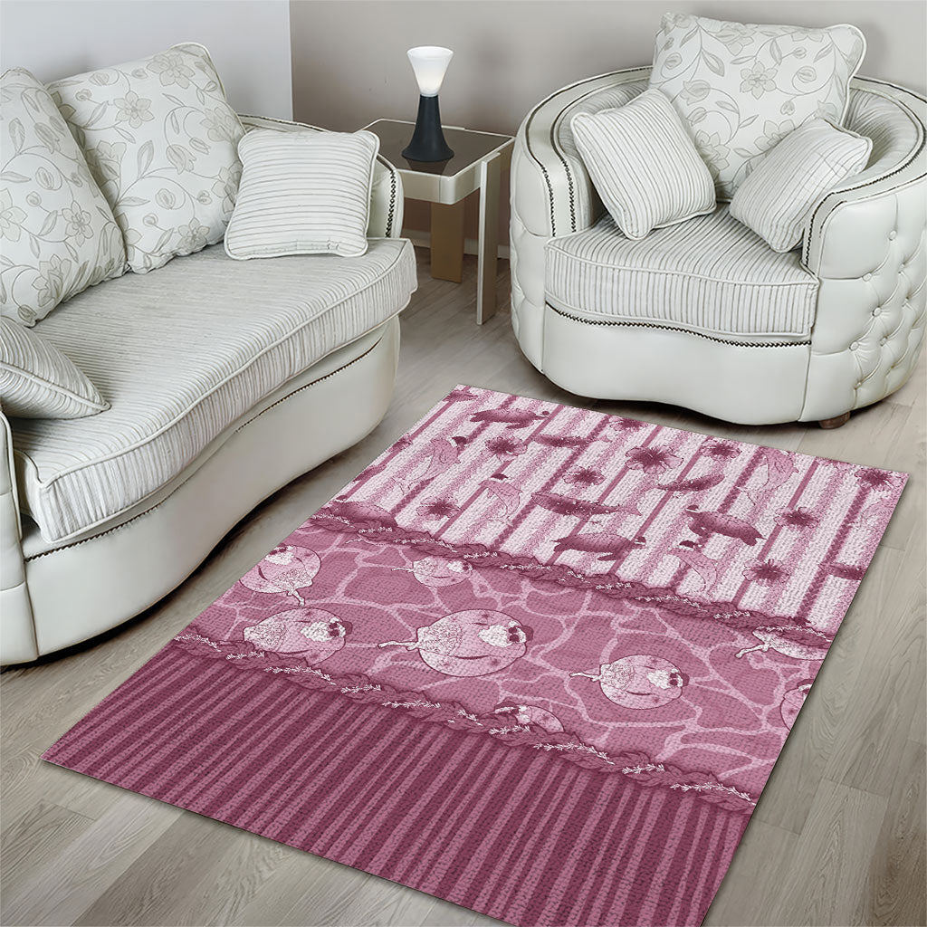 Hawaii Christmas In July Area Rug Dusty Pink Mele Kalikimaka Sea Animals