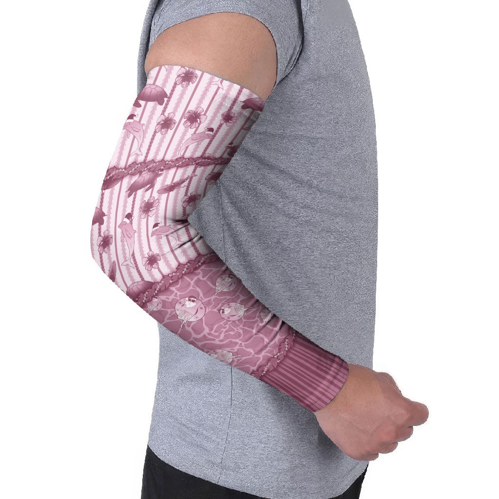 Hawaii Christmas In July Arm Sleeves Dusty Pink Mele Kalikimaka Sea Animals DT05 - Polynesian Pride