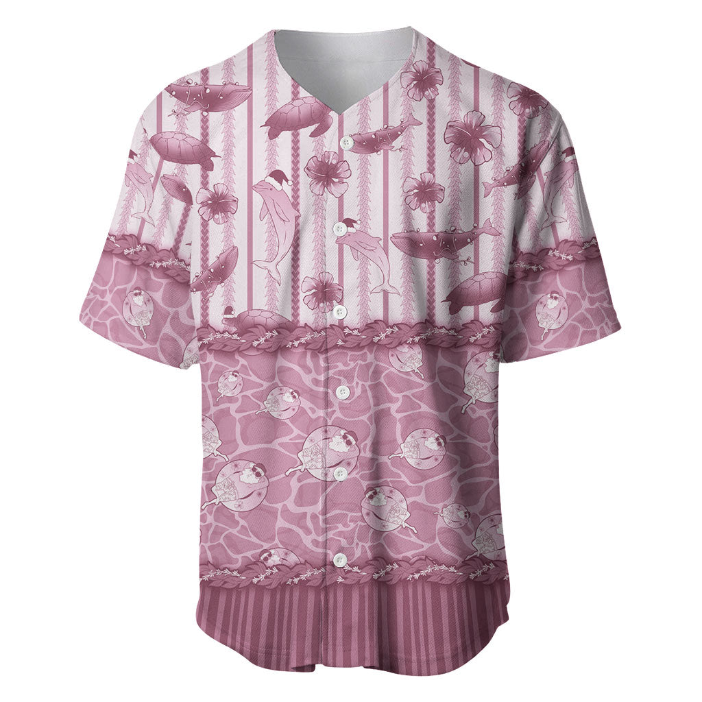 Hawaii Christmas In July Baseball Jersey Dusty Pink Mele Kalikimaka Sea Animals
