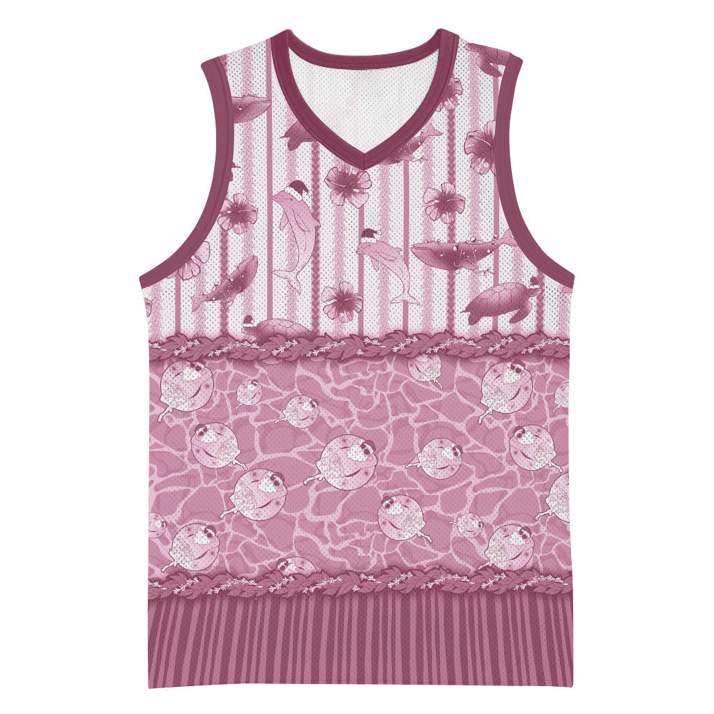 Hawaii Christmas In July Basketball Jersey Dusty Pink Mele Kalikimaka Sea Animals DT05 Unisex Pink - Polynesian Pride