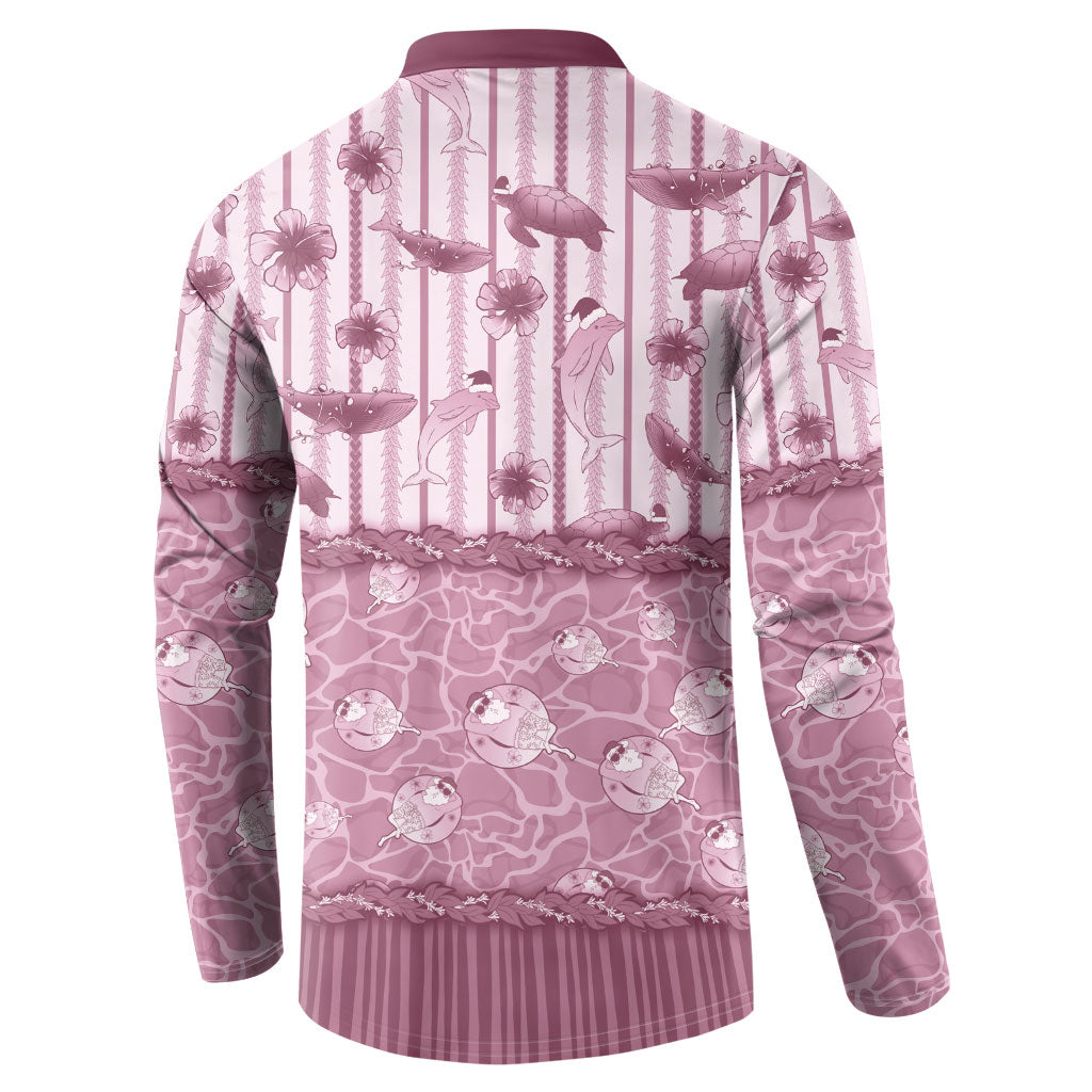 Hawaii Christmas In July Button Sweatshirt Dusty Pink Mele Kalikimaka Sea Animals