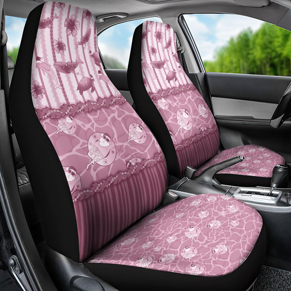 Hawaii Christmas In July Car Seat Cover Dusty Pink Mele Kalikimaka Sea Animals DT05 - Polynesian Pride