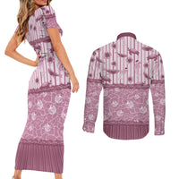 Hawaii Christmas In July Couples Matching Short Sleeve Bodycon Dress and Long Sleeve Button Shirt Dusty Pink Mele Kalikimaka Sea Animals DT05 - Polynesian Pride