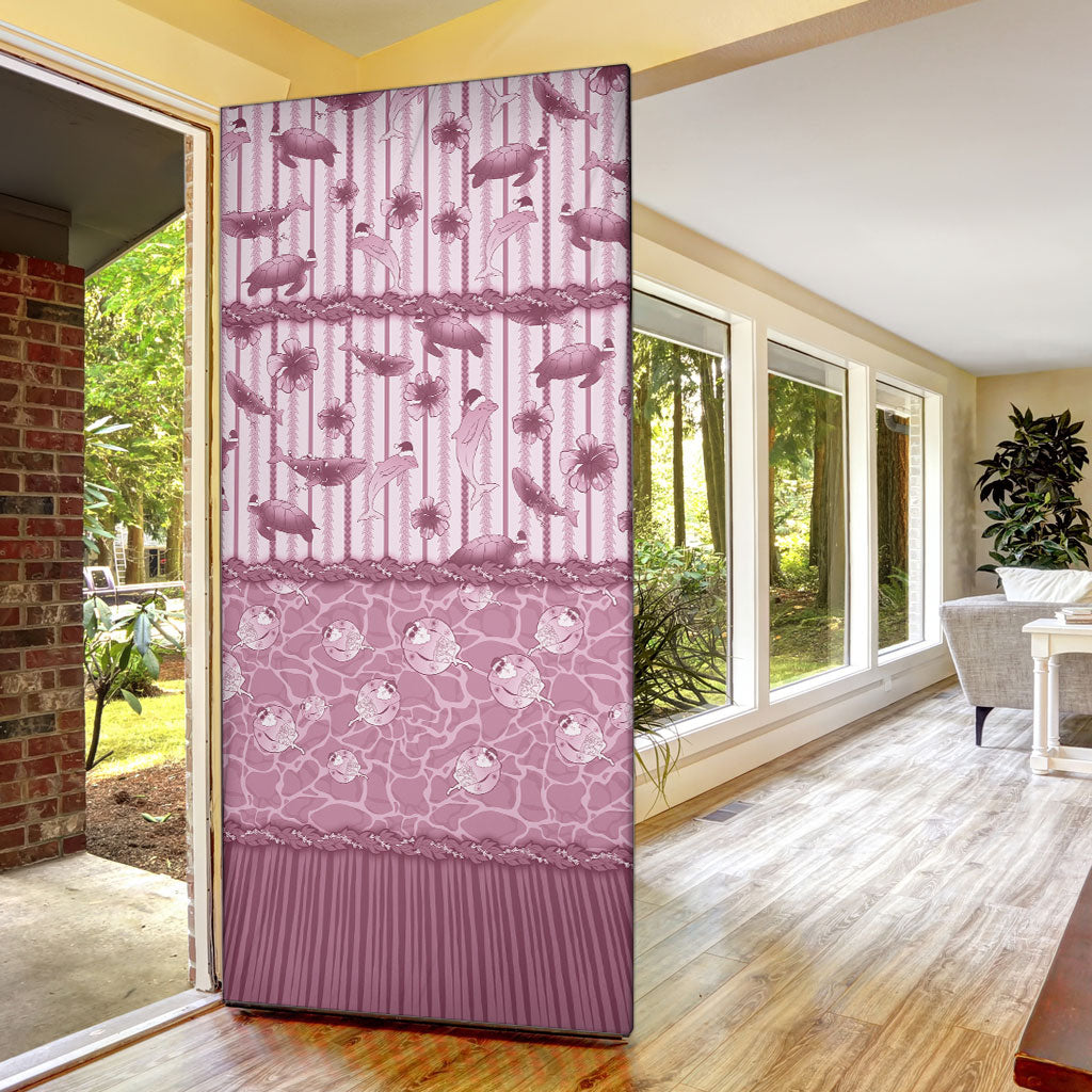 Hawaii Christmas In July Door Cover Dusty Pink Mele Kalikimaka Sea Animals DT05 - Polynesian Pride