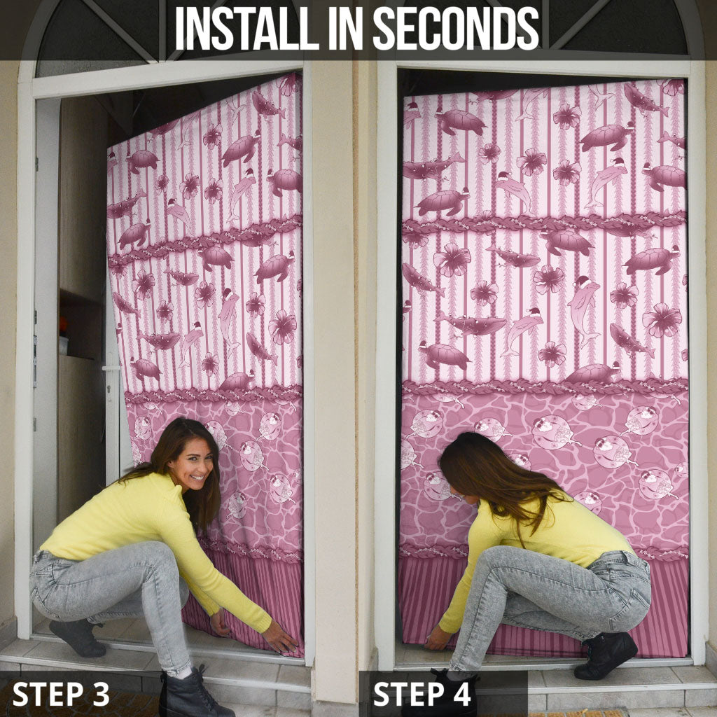 Hawaii Christmas In July Door Cover Dusty Pink Mele Kalikimaka Sea Animals DT05 - Polynesian Pride