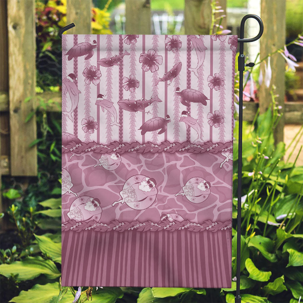 Hawaii Christmas In July Garden Flag Dusty Pink Mele Kalikimaka Sea Animals DT05 Garden Flag Pink - Polynesian Pride