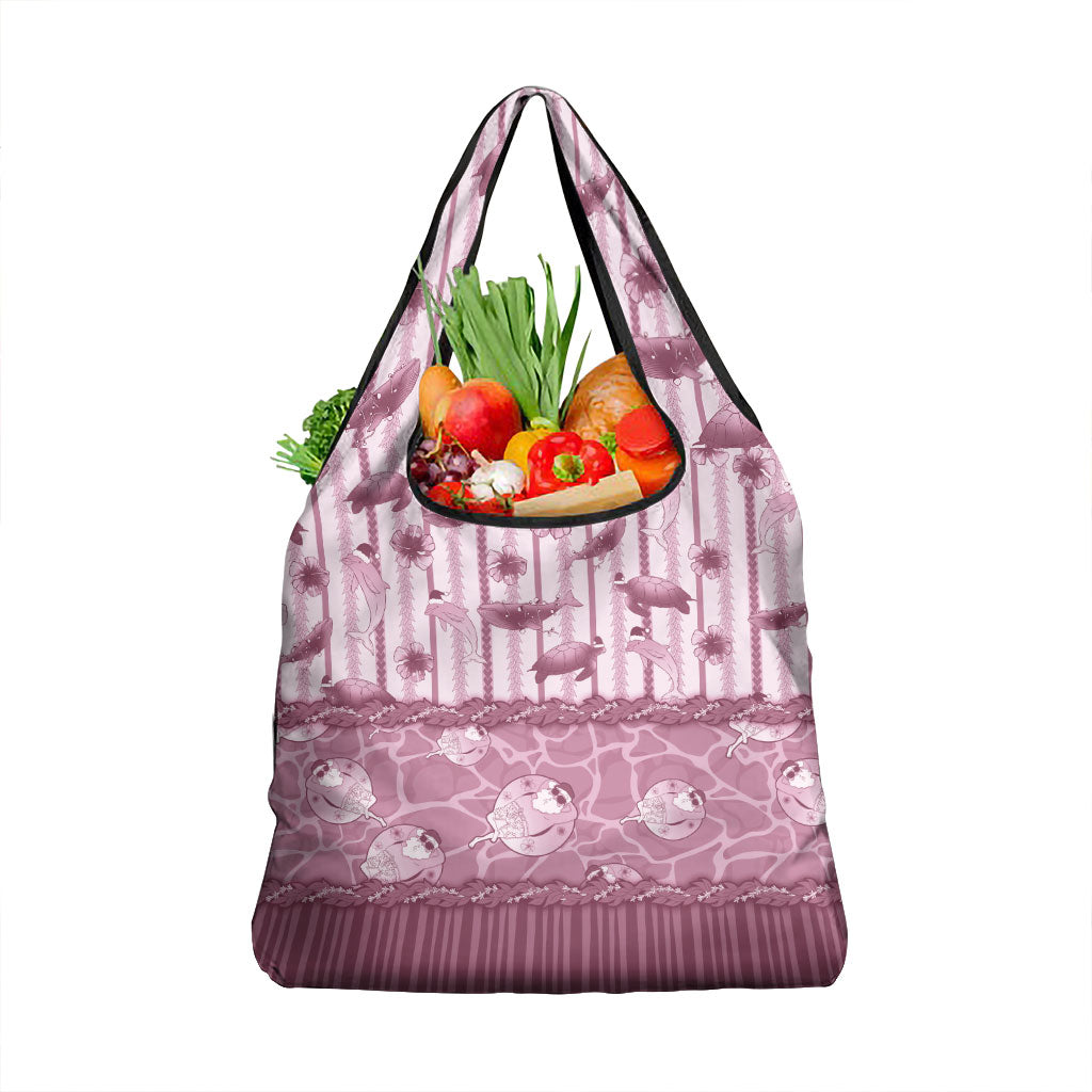 Hawaii Christmas In July Grocery Bag Dusty Pink Mele Kalikimaka Sea Animals DT05 1-pack One Size Pink - Polynesian Pride