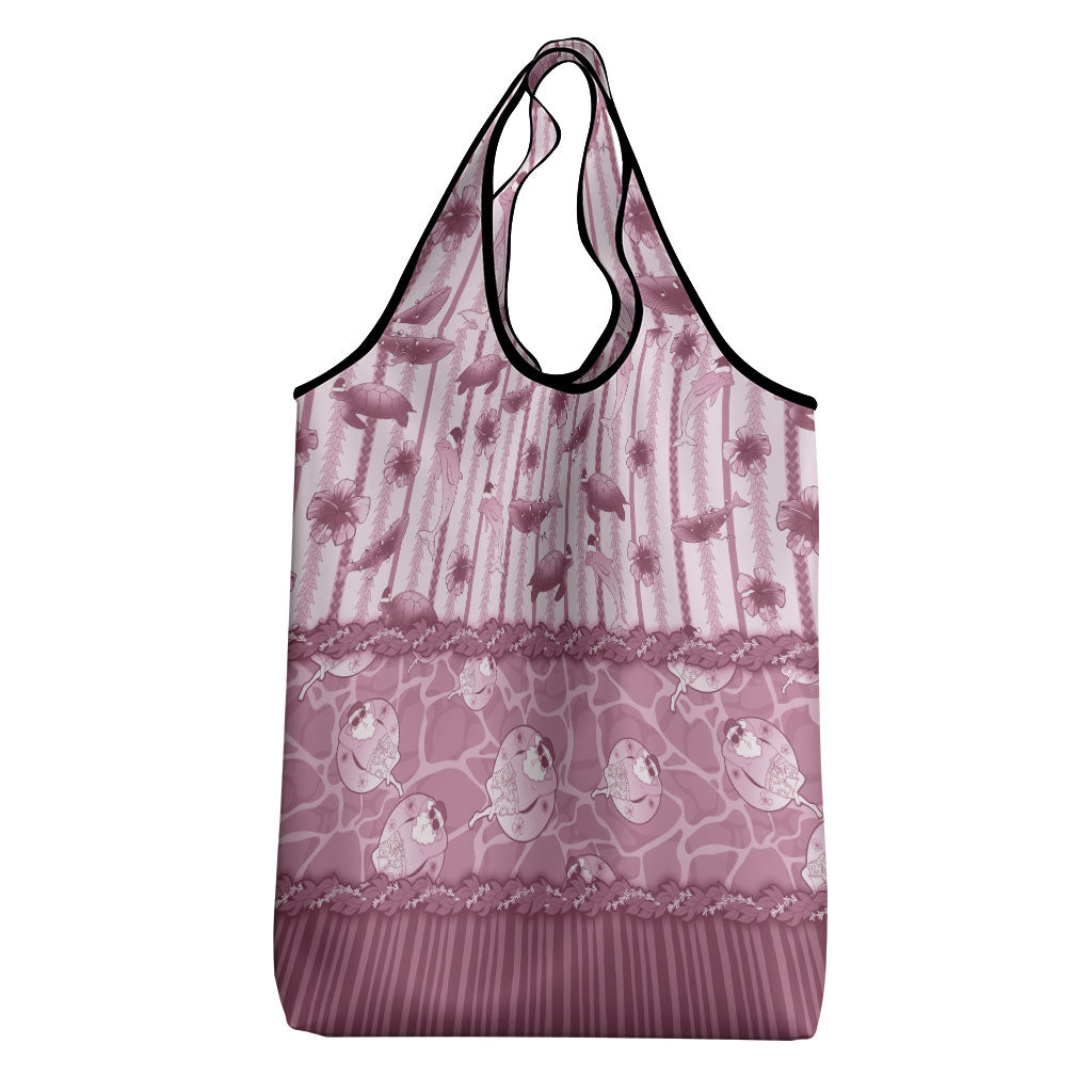 Hawaii Christmas In July Grocery Bag Dusty Pink Mele Kalikimaka Sea Animals DT05 - Polynesian Pride