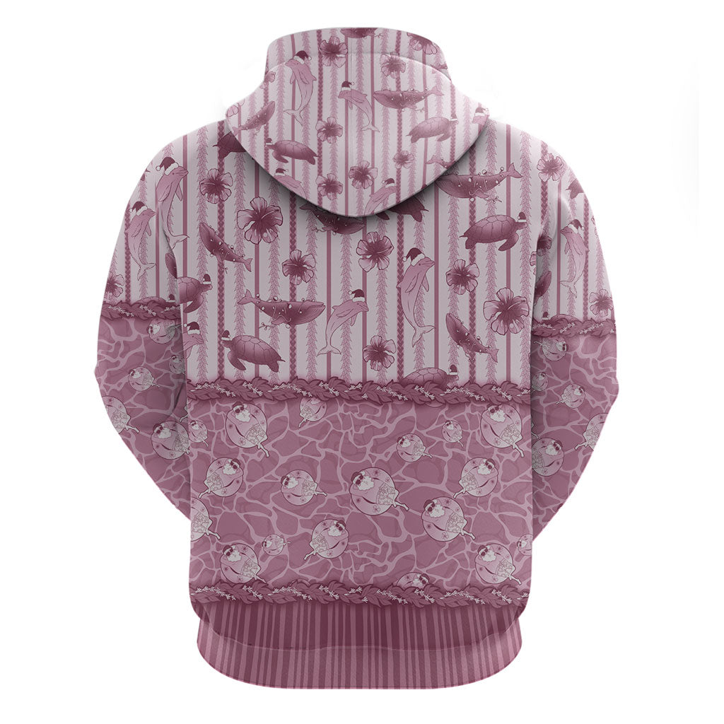 Hawaii Christmas In July Hoodie Dusty Pink Mele Kalikimaka Sea Animals DT05 - Polynesian Pride