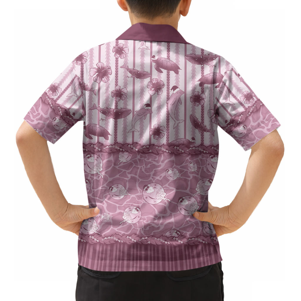Hawaii Christmas In July Kid Hawaiian Shirt Dusty Pink Mele Kalikimaka Sea Animals DT05 - Polynesian Pride
